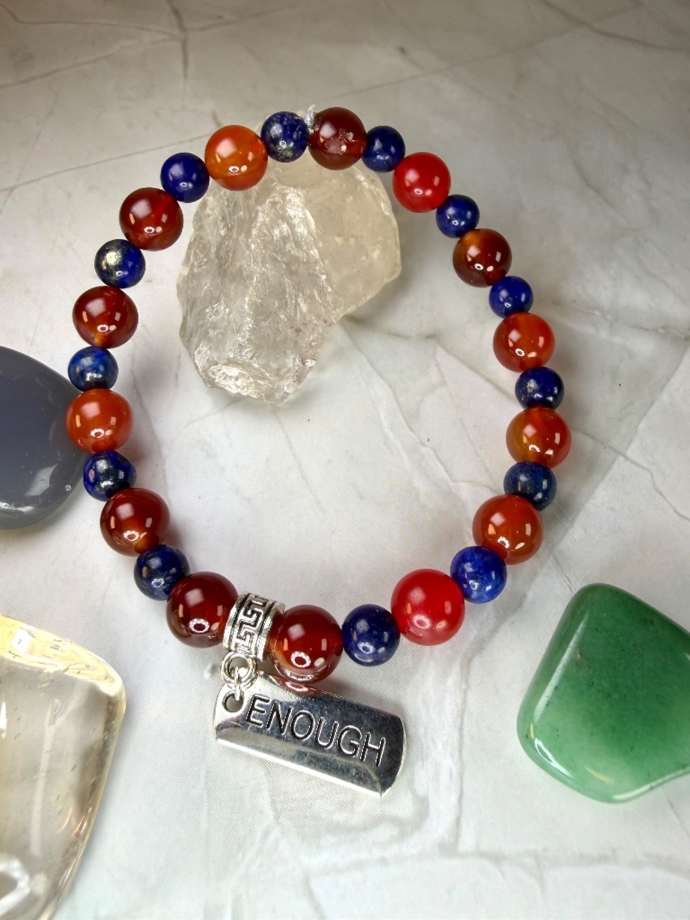 Carnelian 8mm & Lapis Lazuli Enough Bracelet